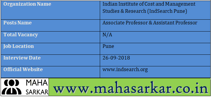 IndSearch Pune Recruitment 2018