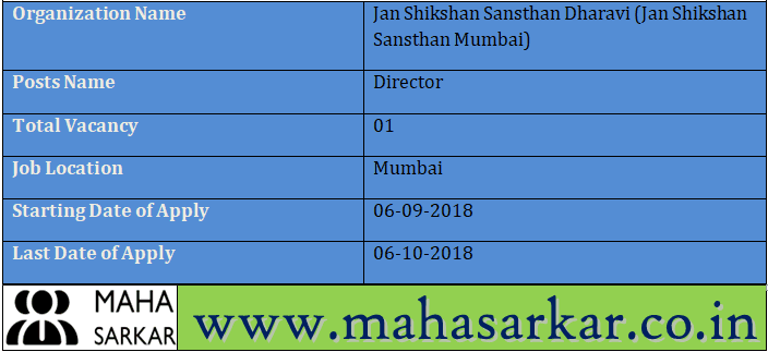 Jan Shikshan Sansthan Mumbai Recruitment 2018