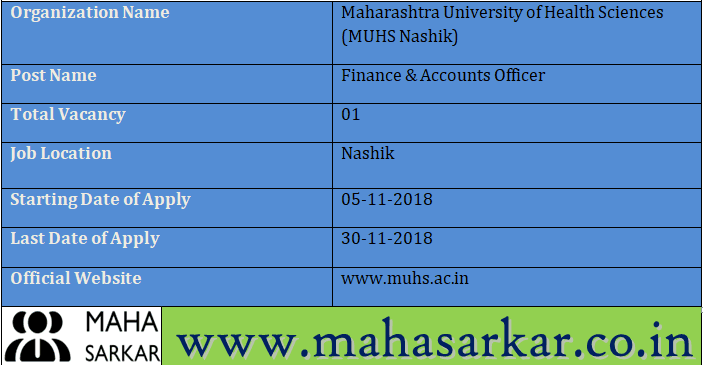 Maharashtra University of Health Sciences Recruitment 2018