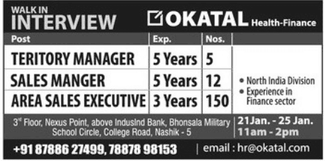 MAHA Okatal Finance Recruitment for 167 Posts