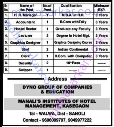 MANALIIHM Recruitment 2017