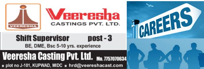 Veeresha Shift Supervisor Recruitment 2017