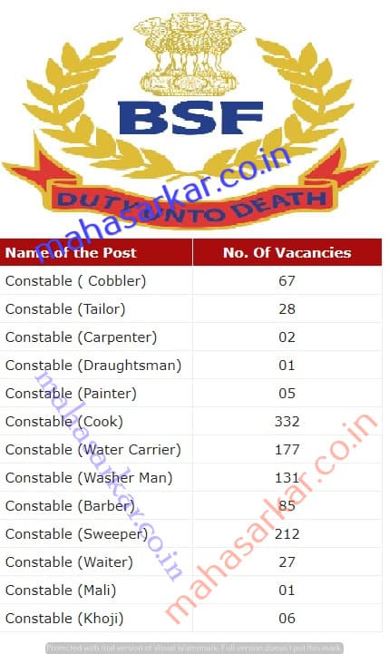 BSF Constable Recruitment 2017