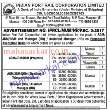 Maha IPRCL Recruitment 2017