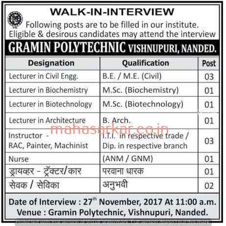 Gramin Polytechnic Recruitment 2017