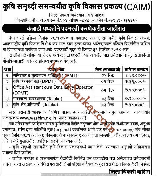 CAIM Washim Recruitment 2018