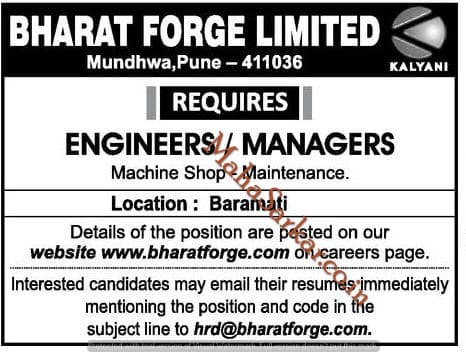 Bharat Forge Recruitment 2018