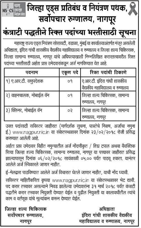MAHASACS Nagpur Recruitment 2018