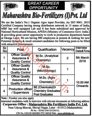 MBF India Officers Recruitment 2018