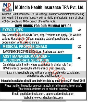 MDIndia Recruitment 2018 *58 Posts