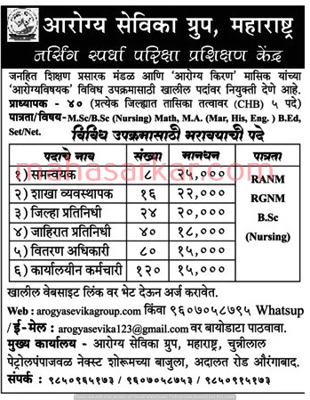 MAHA Arogya Sevika Group Recruitment 2018