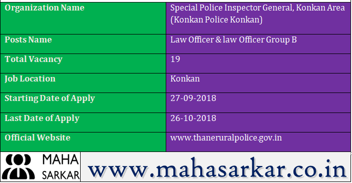 Konkan Police Konkan Law Officer Recruitment 2018