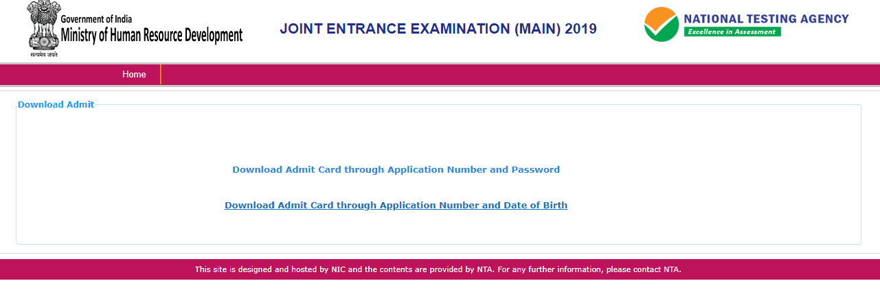 JEE Mains 2019 Admit Cards